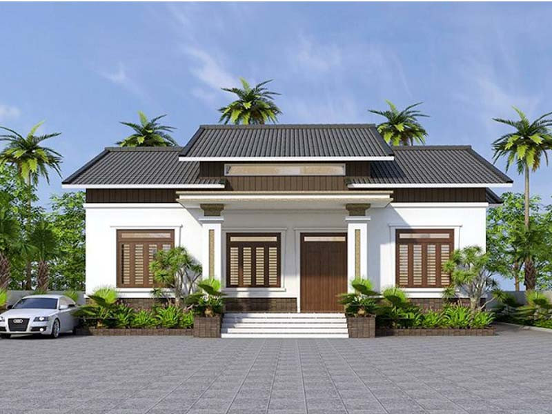 Alt: Nhà cấp 4 3 phòng ngủ kiểu biệt thự nhà vườn