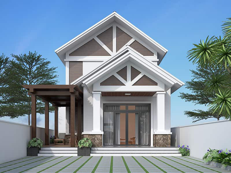 Alt: Nhà cấp 4 3 phòng ngủ mái Thái phong cách nông thôn