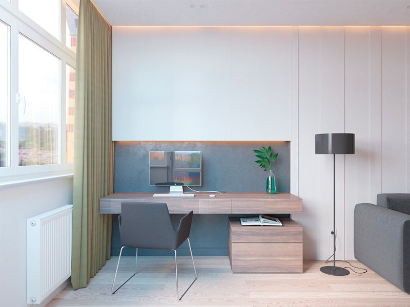 Bàn làm việc gắn tường bằng gỗ