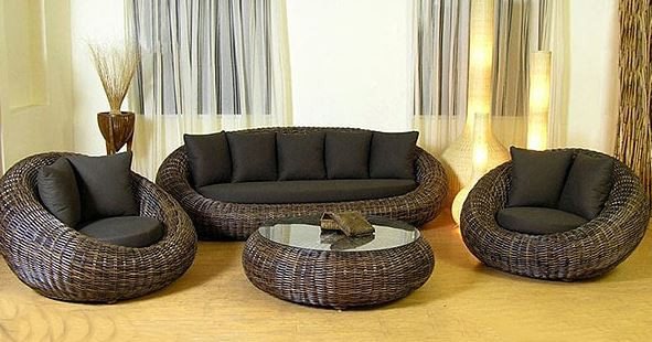 Ghế sofa mây tre trong phòng khách