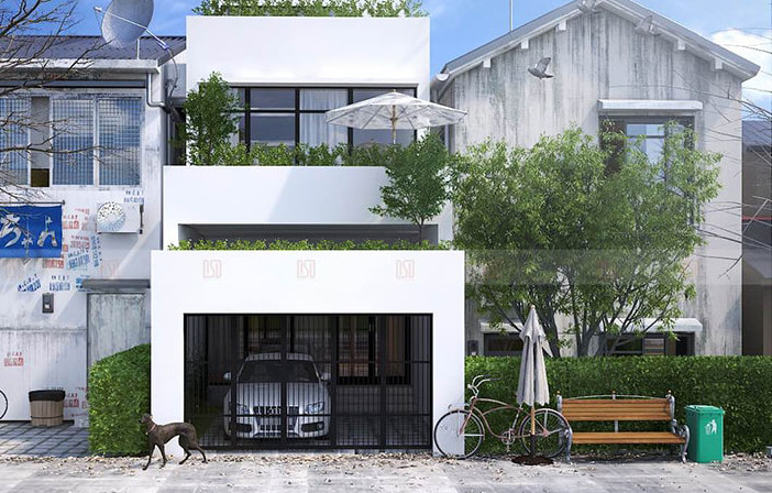 nhà phố có gara ô tô