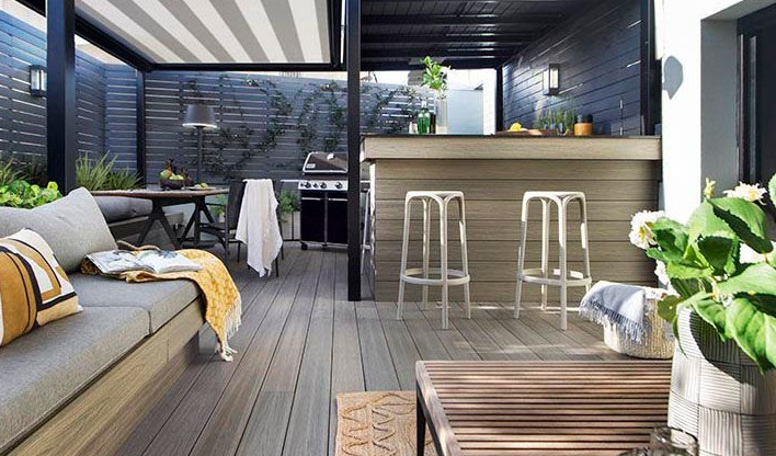 phong cách bếp trên sân thượng