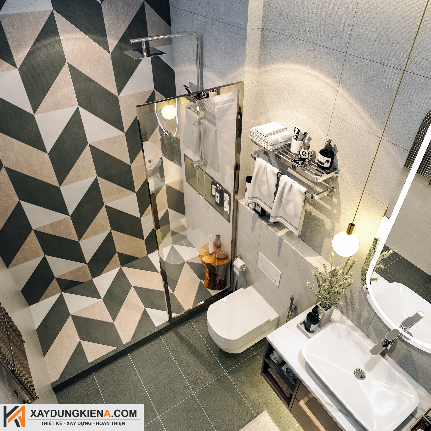 Phòng tắm họa tiết sinh động