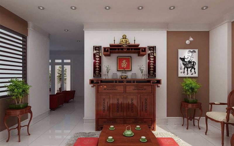 Cách thiết kế phòng thờ cho nhà ống